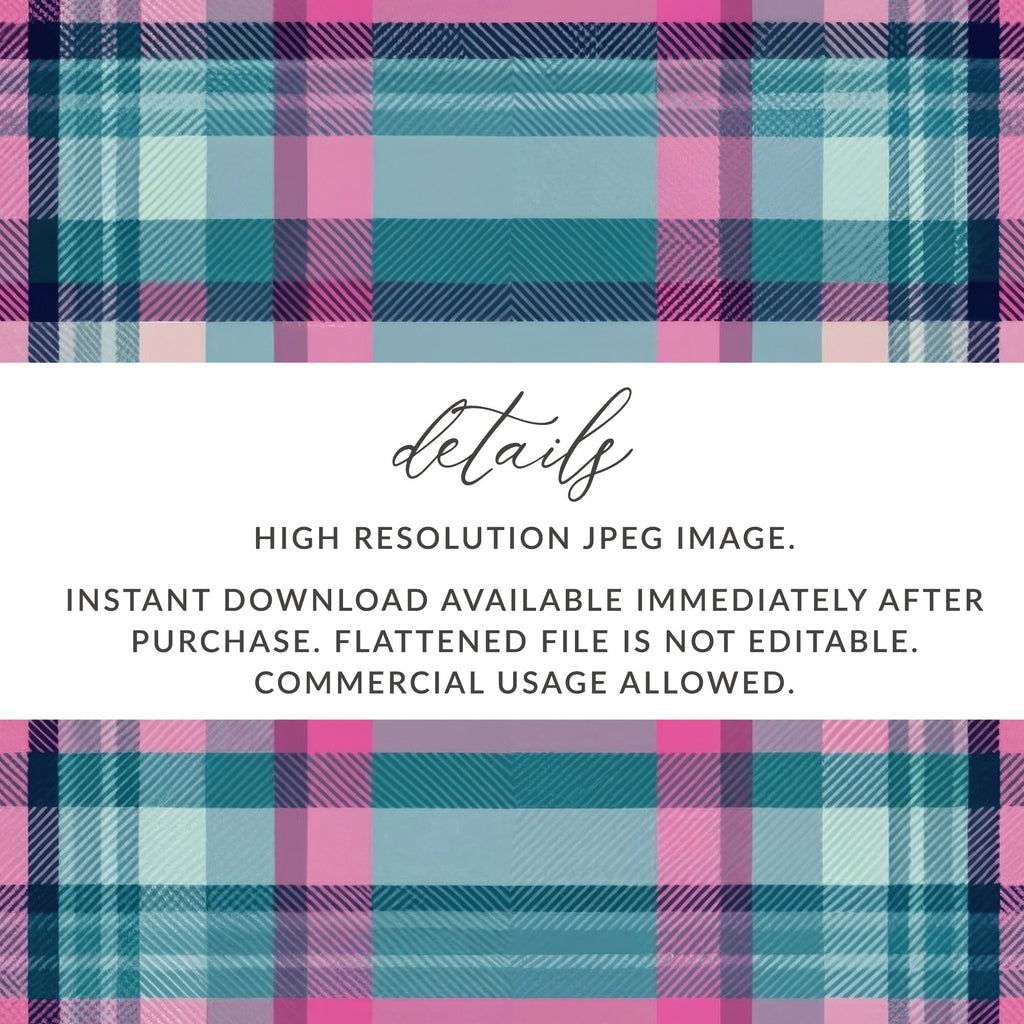 Teal Pink Plaid Digital Paper, Seamless Tartan Pattern, Commercial Use, Fabric Design, Scrapbook Paper, Digital Backgrounds - Moore and Mountain