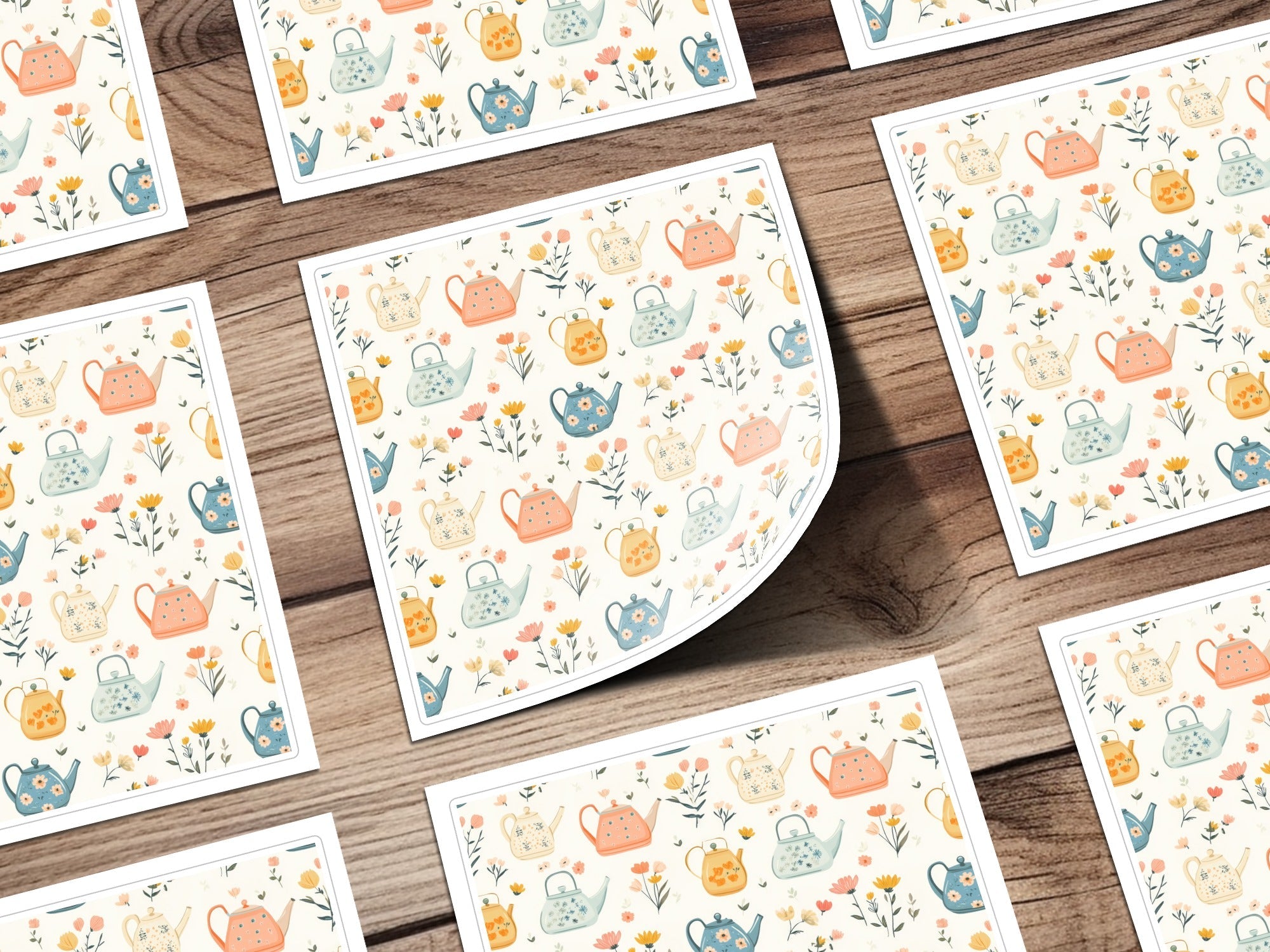Teapot Flower Seamless Pattern Digital Paper, Floral Teapot Clipart, Cottagecore Print, Kitchen Design, Vintage Tea Party Art - Moore and Mountain