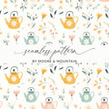 Teapot and Flowers Digital Paper, Seamless Pattern, Pastel Colors, Scrapbook Paper, Fabric Design, Digital Background, Digital Download - Moore and Mountain
