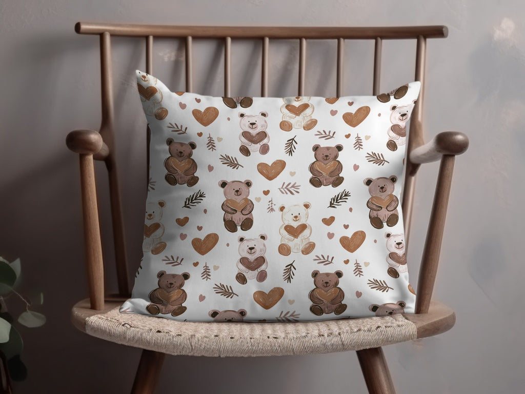 Teddy Bear Heart Seamless Pattern Digital, Nursery Decor, Cute Bear Pattern, Kid Fabric Design, Cartoon Animals, Commercial Use - Moore and Mountain