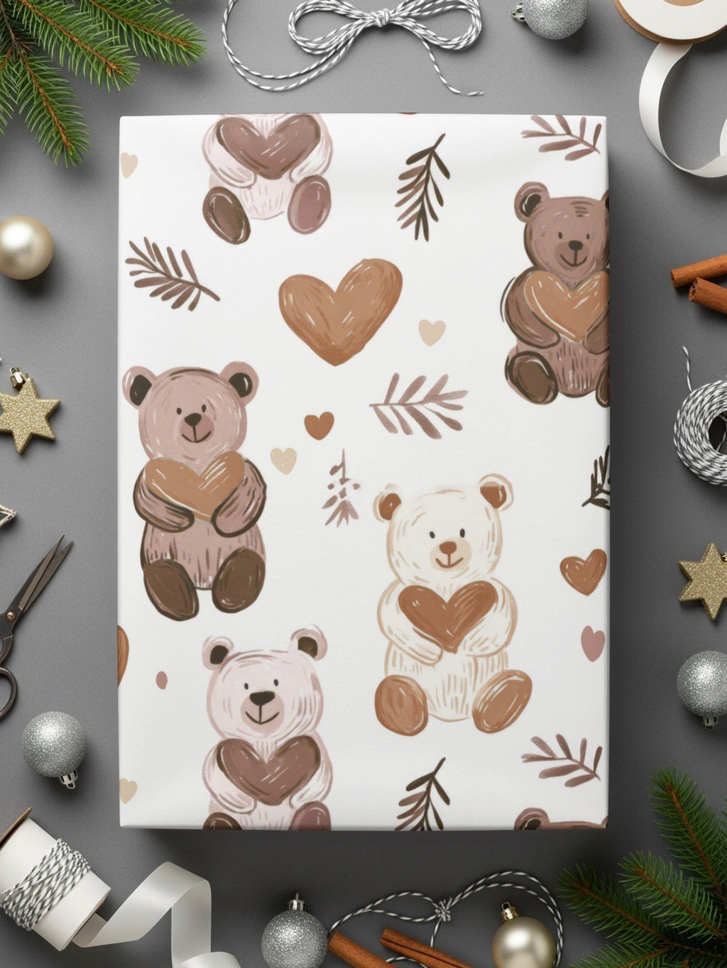Teddy Bear Heart Seamless Pattern Digital, Nursery Decor, Cute Bear Pattern, Kid Fabric Design, Cartoon Animals, Commercial Use - Moore and Mountain