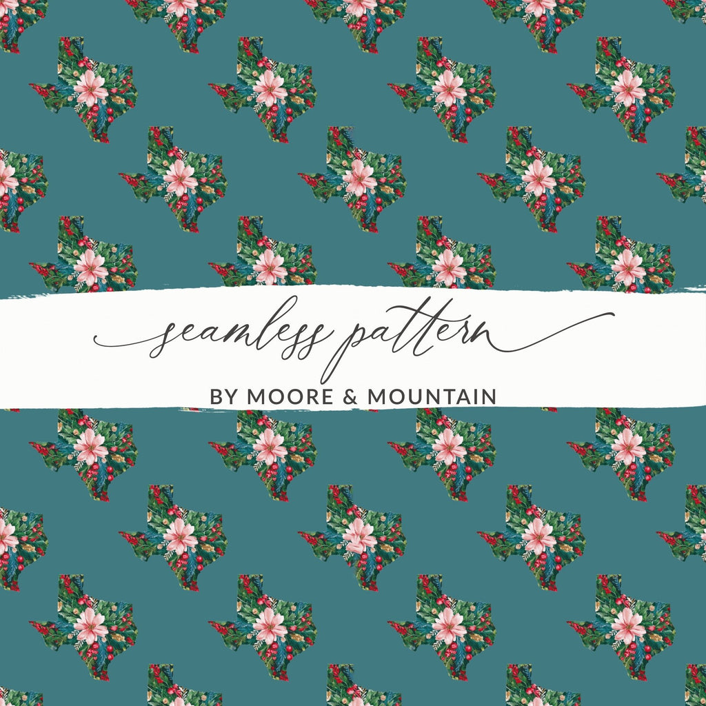 Texas Floral Seamless Pattern, Digital Paper, Texas State Outline, Flower Design, JPEG Files, Digital Download, Scrapbooking - Moore and Mountain