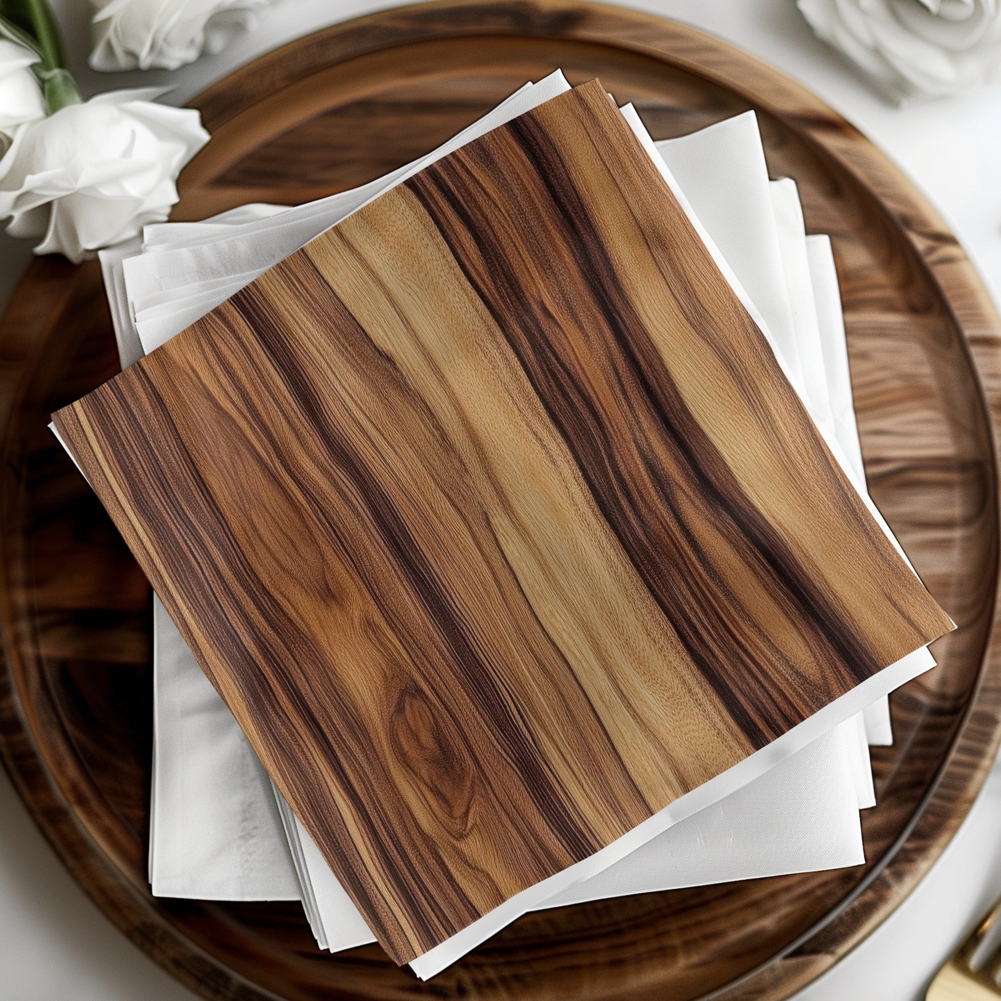 Elegant Wooden Grain Disposable Napkins for Events