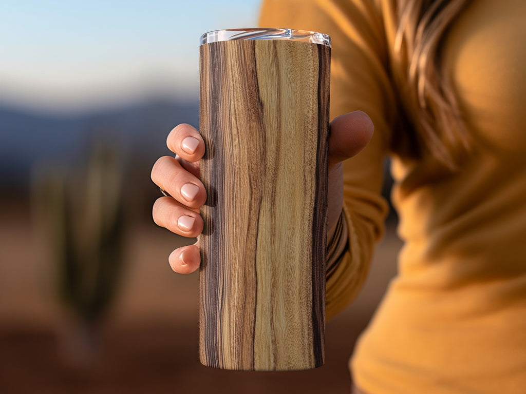 Elegant Wooden Travel Mug with Clear Lid Tumbler Cup