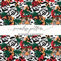 Tiger Jungle Digital Paper, Seamless Pattern, Animal Print, Scrapbook Paper, Fabric Design, 12x12 JPEG Files, Digital Download - Moore and Mountain