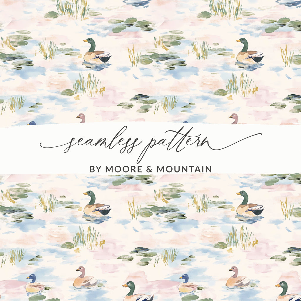 Toile With Ducks Seamless Background Pattern - Moore and Mountain