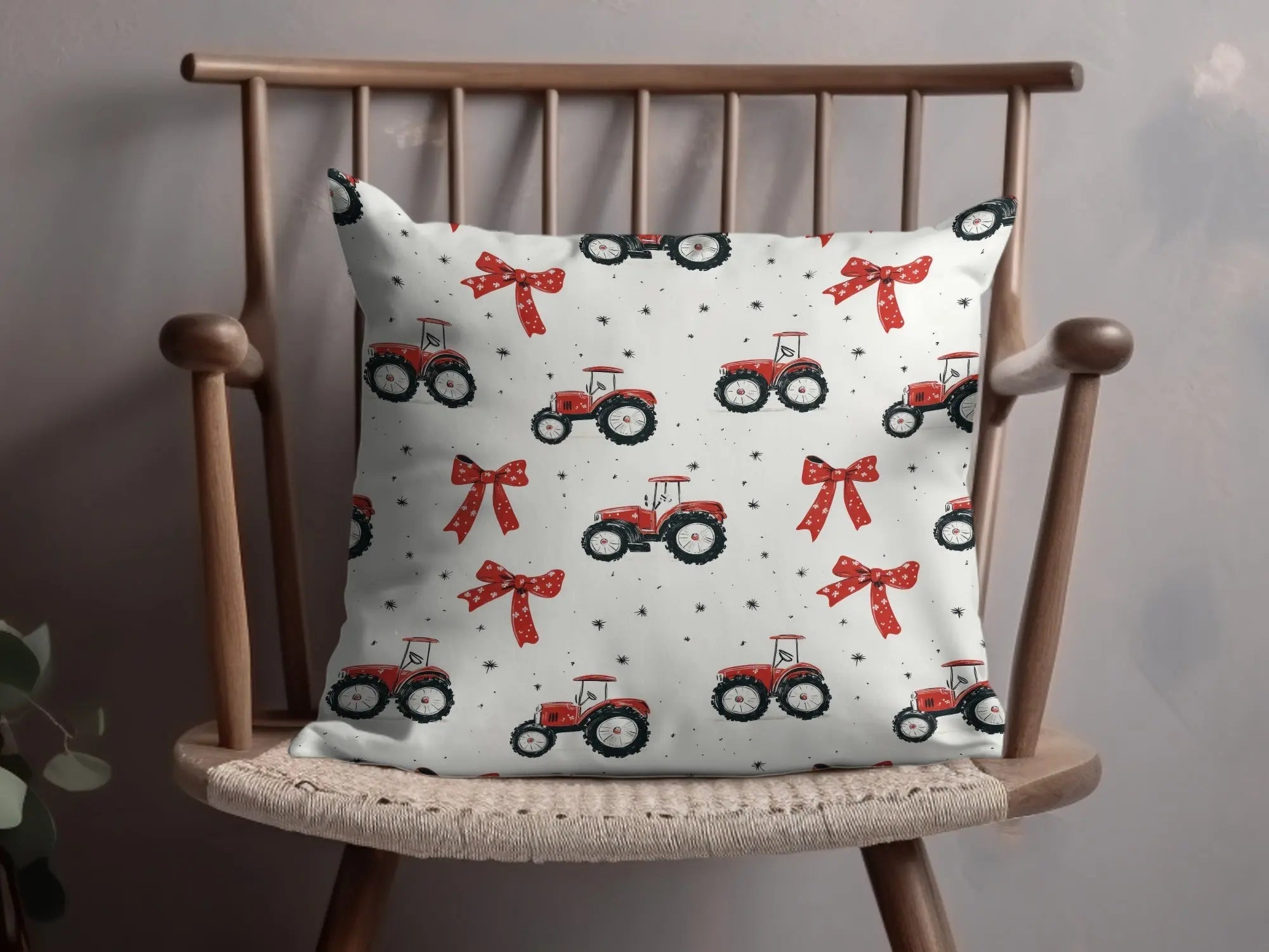 Tractor Seamless Pattern Digital, Farm Vehicle Pattern, Red Bows Print, Farmhouse Fabric Design, Country Style Digital Paper, JPEG Files - Moore and Mountain