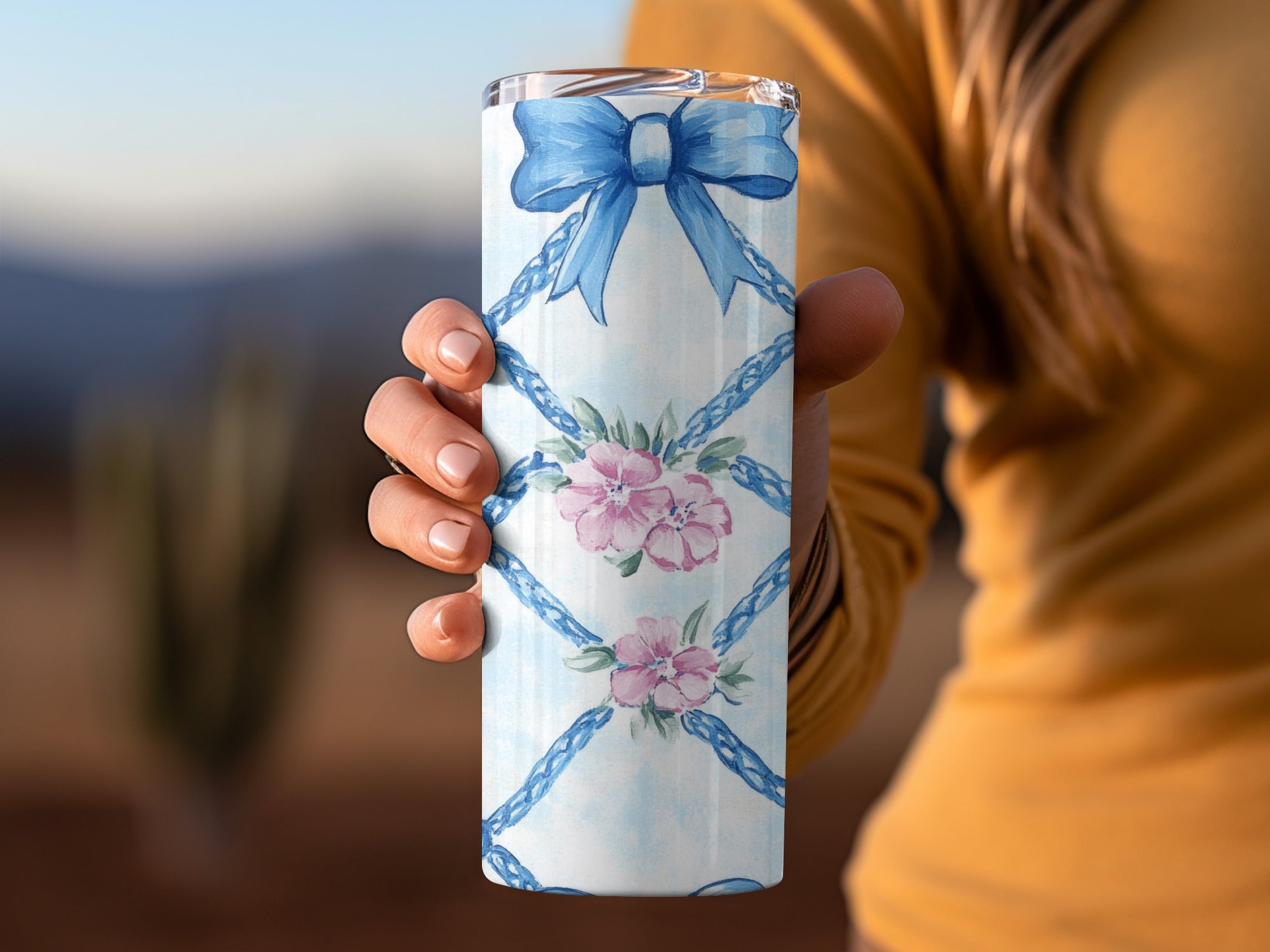 Trellis Floral Bow Watercolor Pattern Seamless Grandmillenial Digital - Moore and Mountain