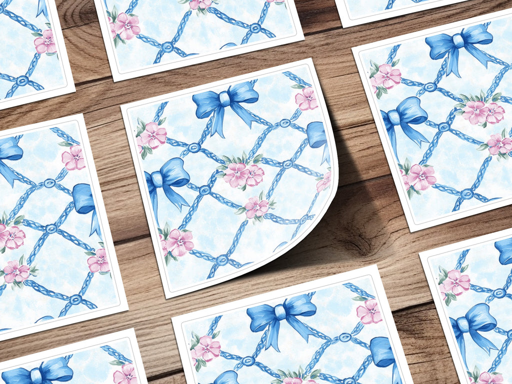 Trellis Floral Bow Watercolor Pattern Seamless Grandmillenial Digital - Moore and Mountain
