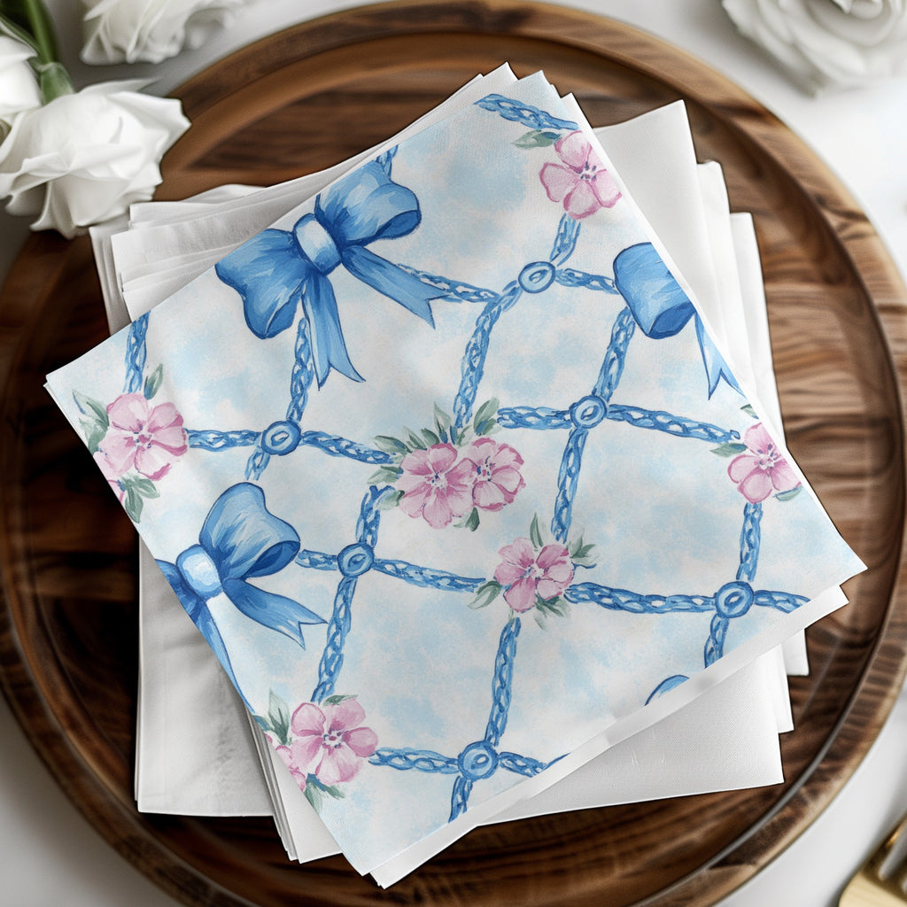 Trellis Floral Bow Watercolor Pattern Seamless Grandmillenial Digital - Moore and Mountain