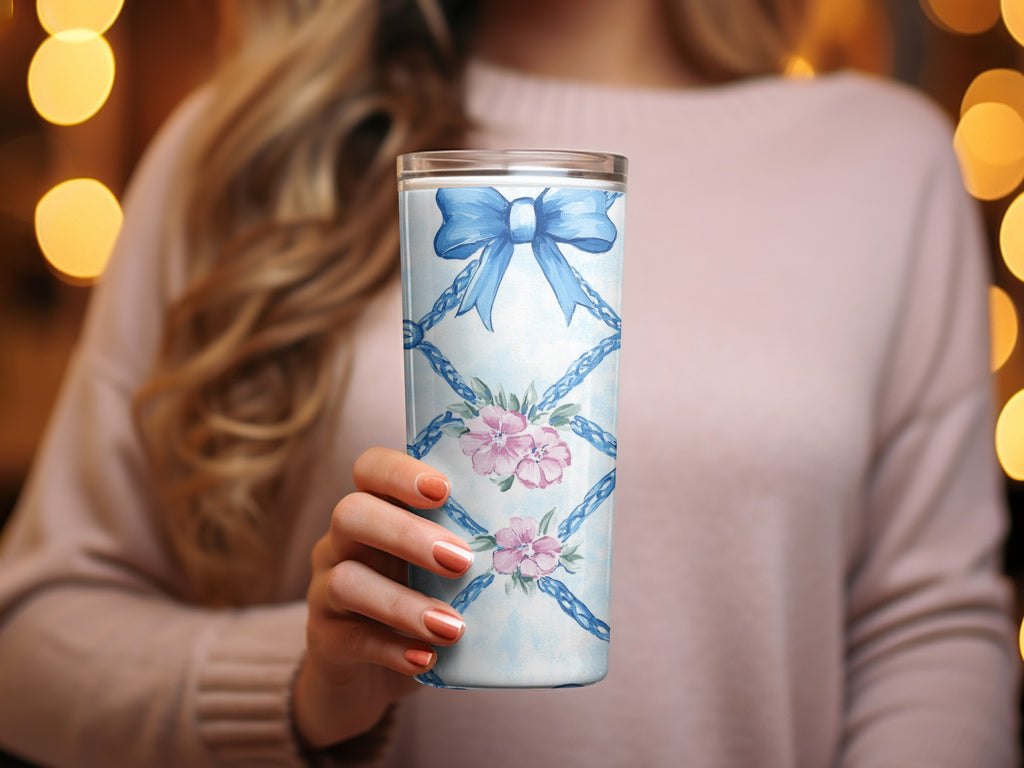 Trellis Floral Bow Watercolor Pattern Seamless Grandmillenial Digital - Moore and Mountain