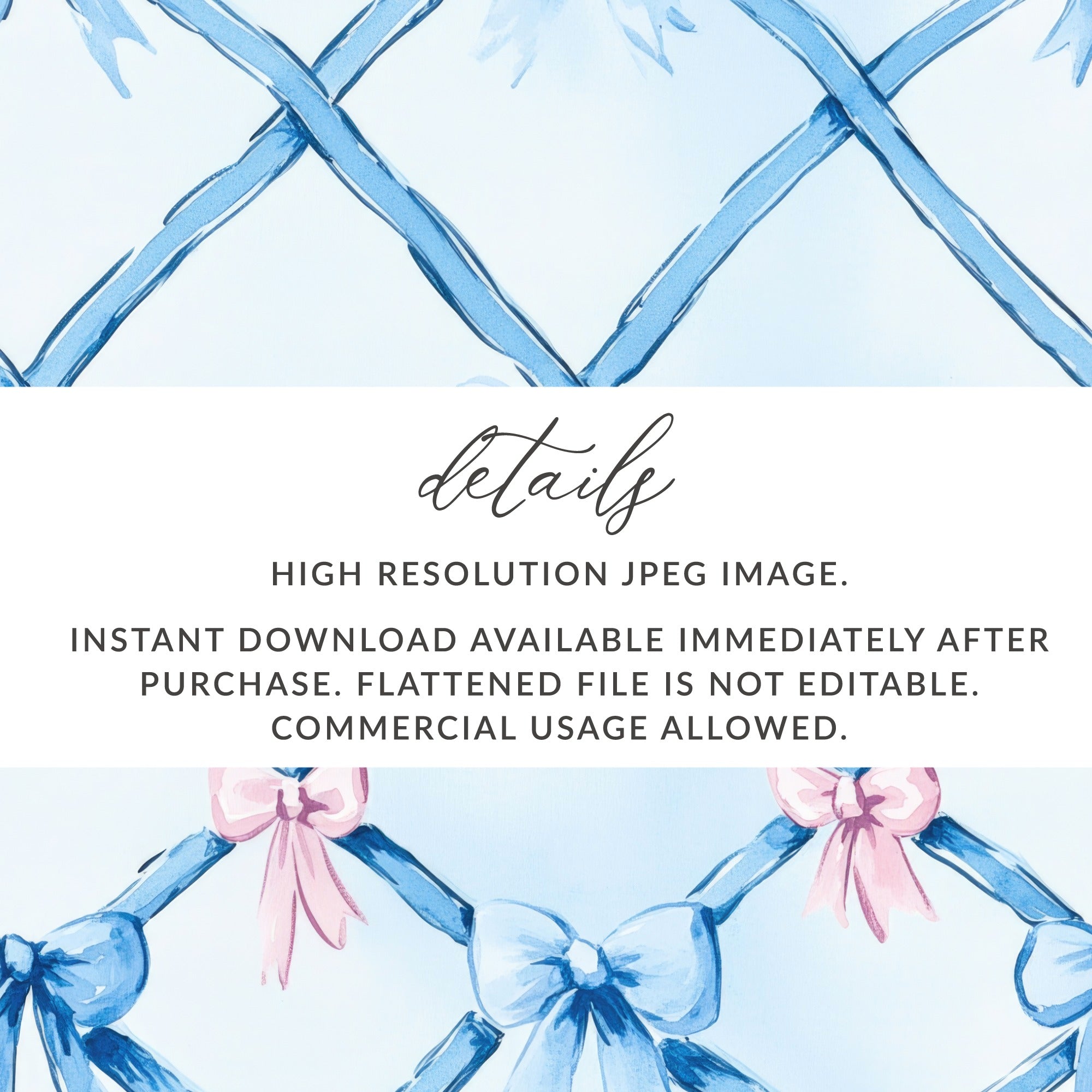 Trellis Ribbon Bow Pattern Seamless Grandmillenial Digital - Moore and Mountain