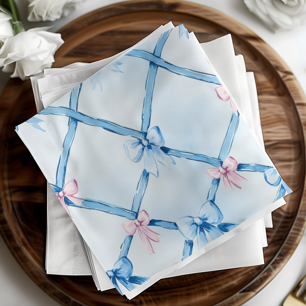 Trellis Ribbon Bow Pattern Seamless Grandmillenial Digital - Moore and Mountain