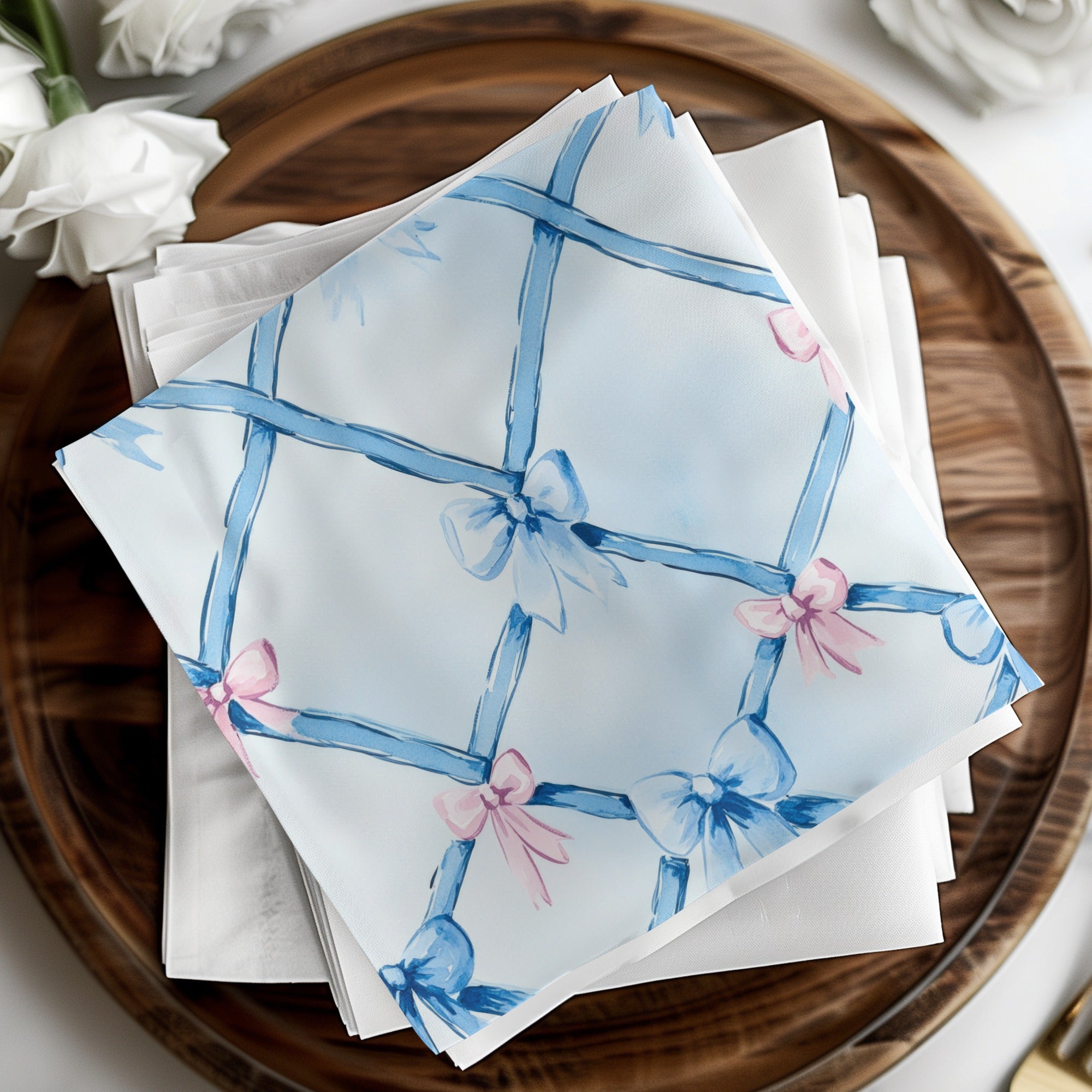 Trellis Ribbon Bow Pattern Seamless Grandmillenial Digital - Moore and Mountain