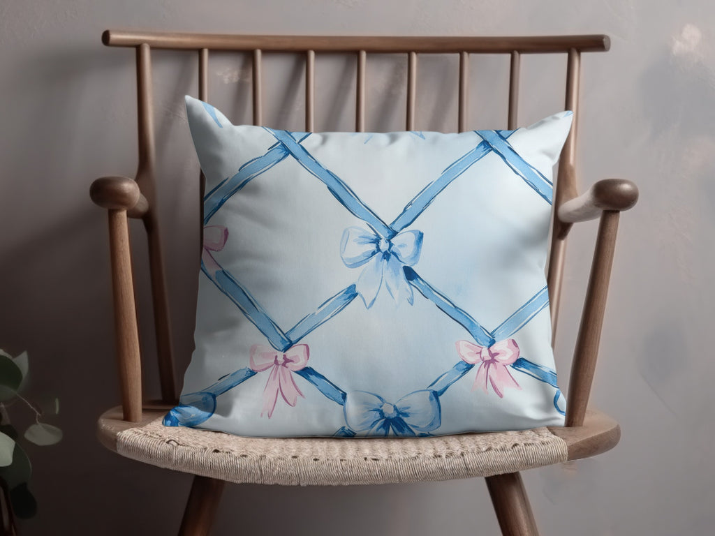 Trellis Ribbon Bow Pattern Seamless Grandmillenial Digital - Moore and Mountain