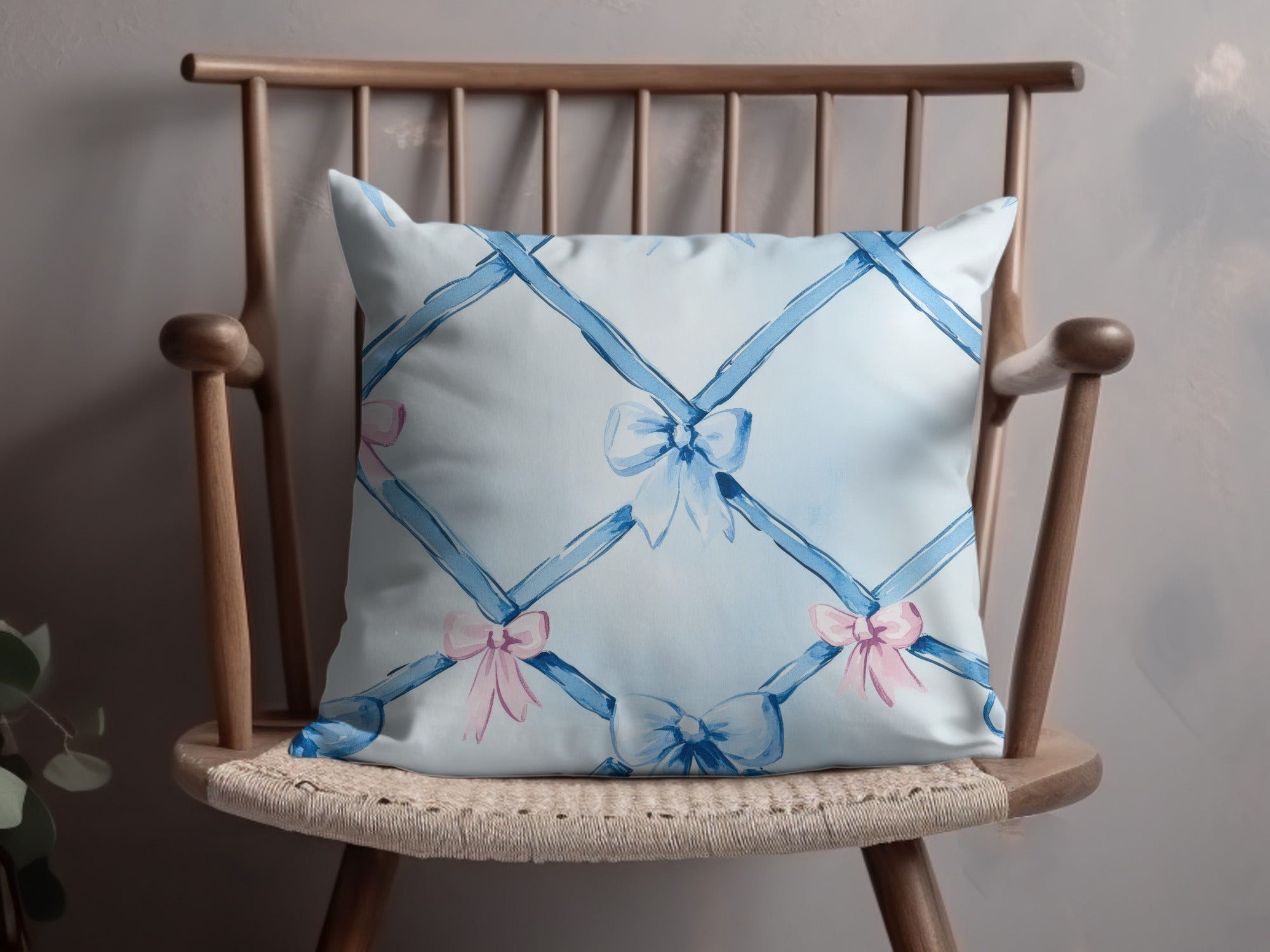Trellis Ribbon Bow Pattern Seamless Grandmillenial Digital - Moore and Mountain