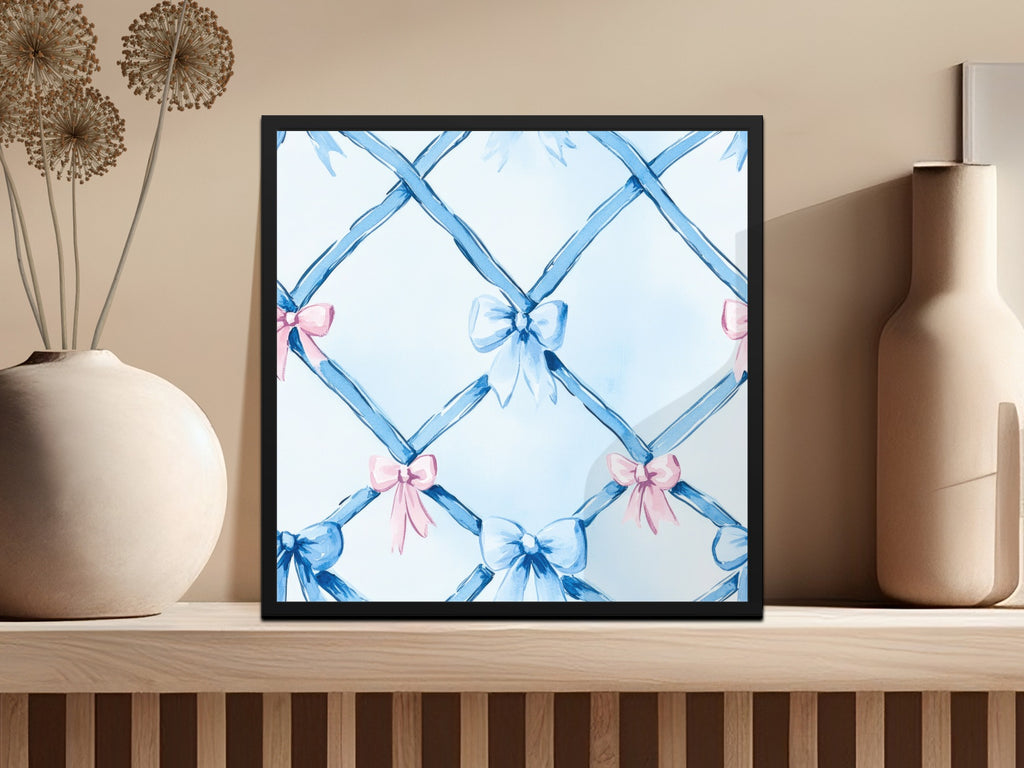 Trellis Ribbon Bow Pattern Seamless Grandmillenial Digital - Moore and Mountain