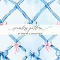 Trellis Ribbon Bow Pattern Seamless Grandmillenial Digital - Moore and Mountain