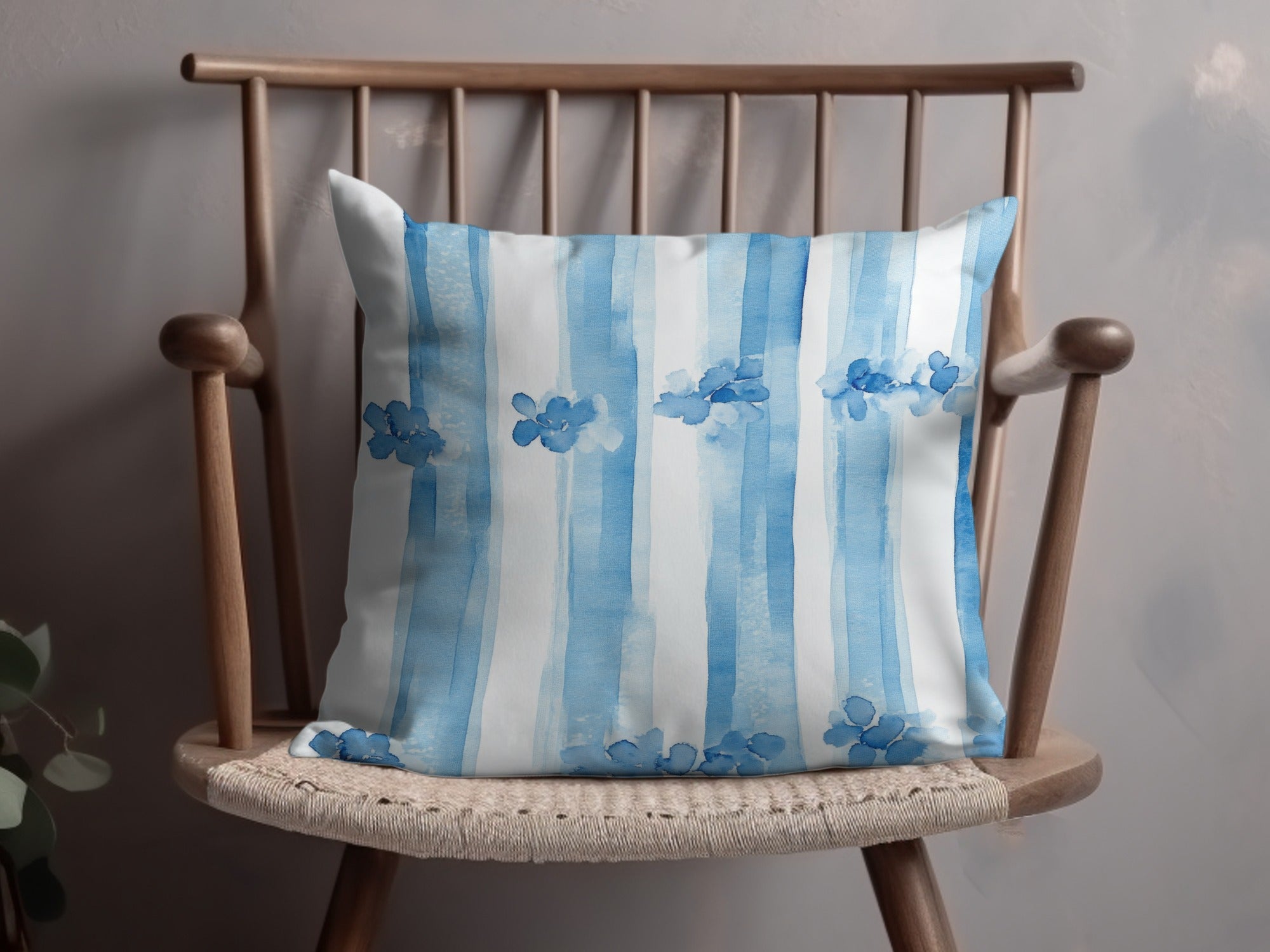 Trellis Watercolor Blue Floral Stripes Seamless Grandmillenial Digital - Moore and Mountain