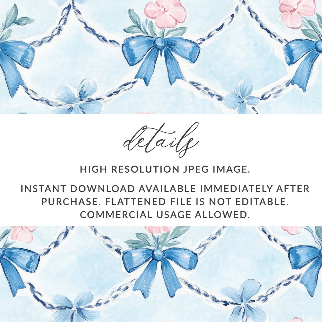 Trellis with Bows and Flowers Seamless Grandmillenial Digital - Moore and Mountain