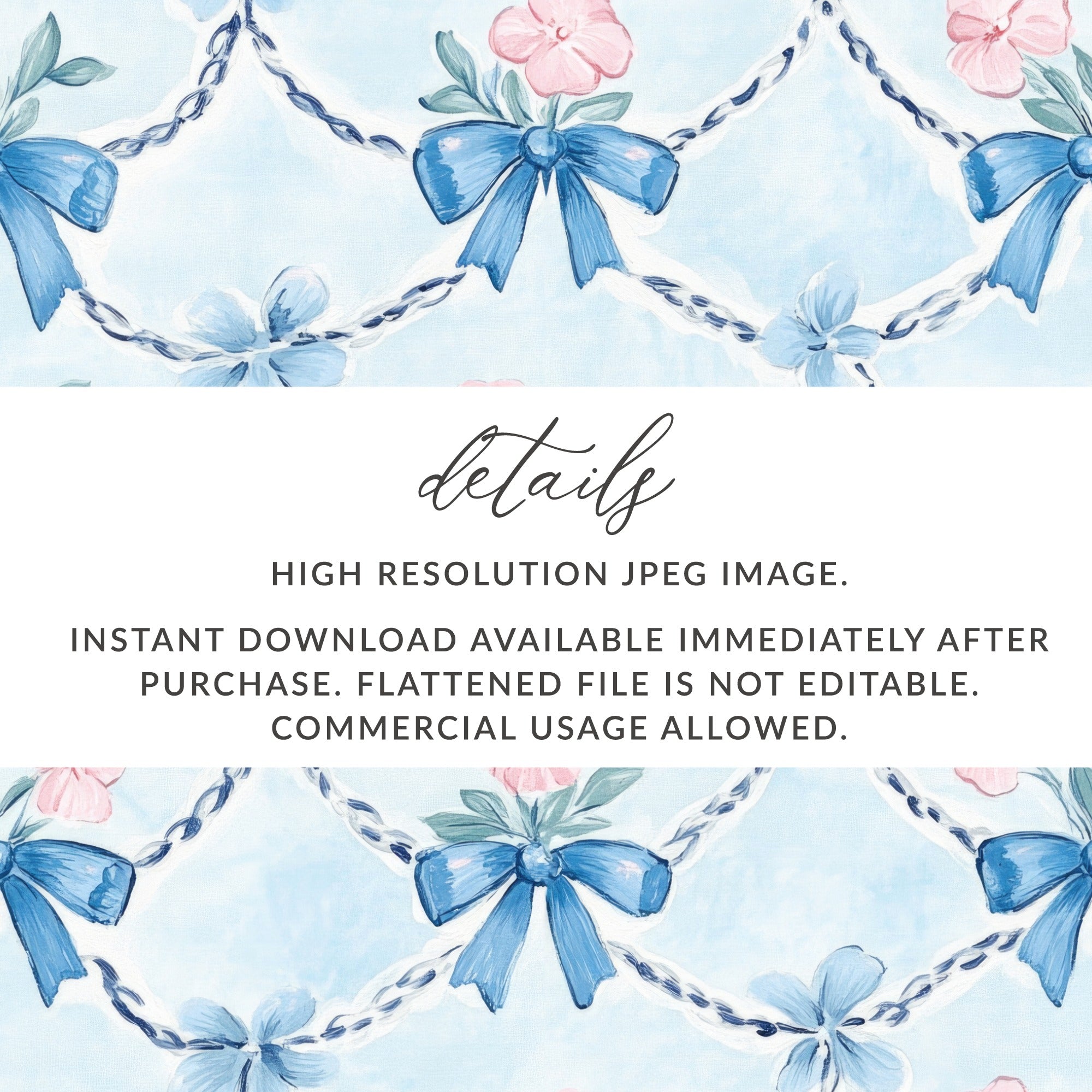 Trellis with Bows and Flowers Seamless Grandmillenial Digital - Moore and Mountain