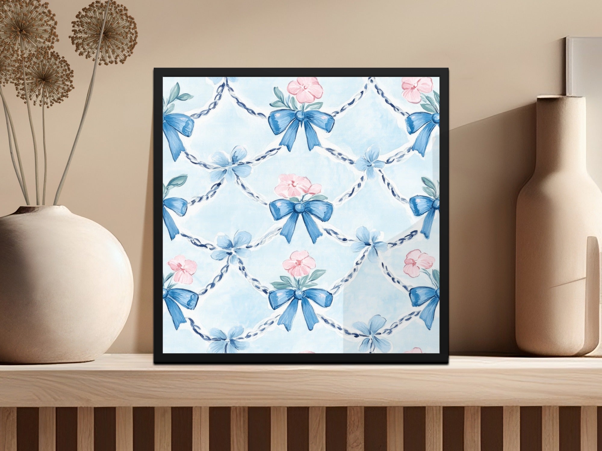 Trellis with Bows and Flowers Seamless Grandmillenial Digital - Moore and Mountain