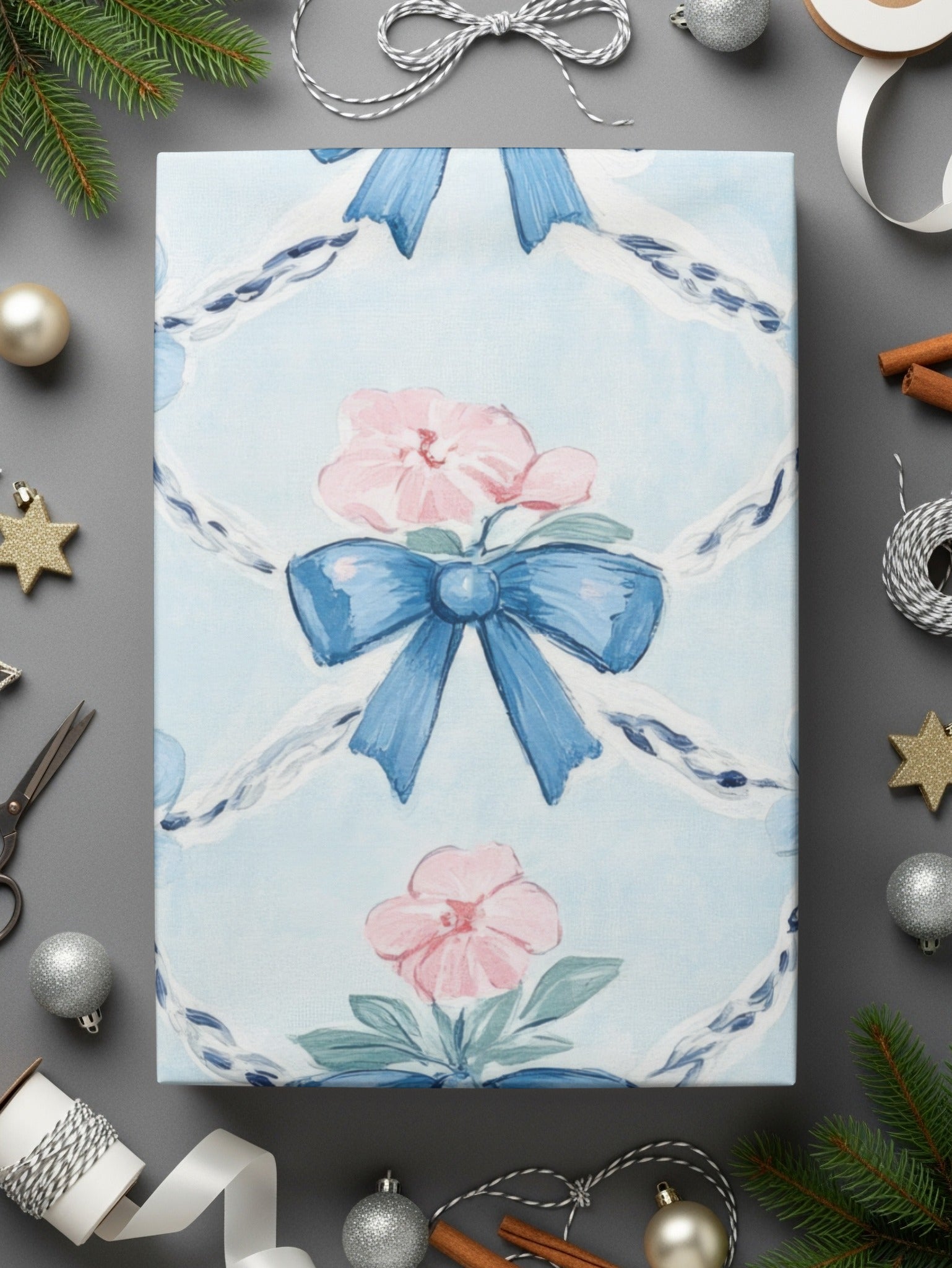 Trellis with Bows and Flowers Seamless Grandmillenial Digital - Moore and Mountain