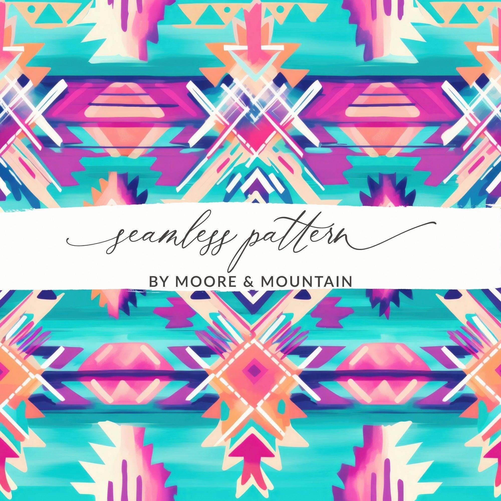 Tribal Seamless Pattern Digital Paper, Boho Aztec JPEG Files, Colorful Ethnic Print Backgrounds, Scrapbook Paper, Fabric Design - Moore and Mountain