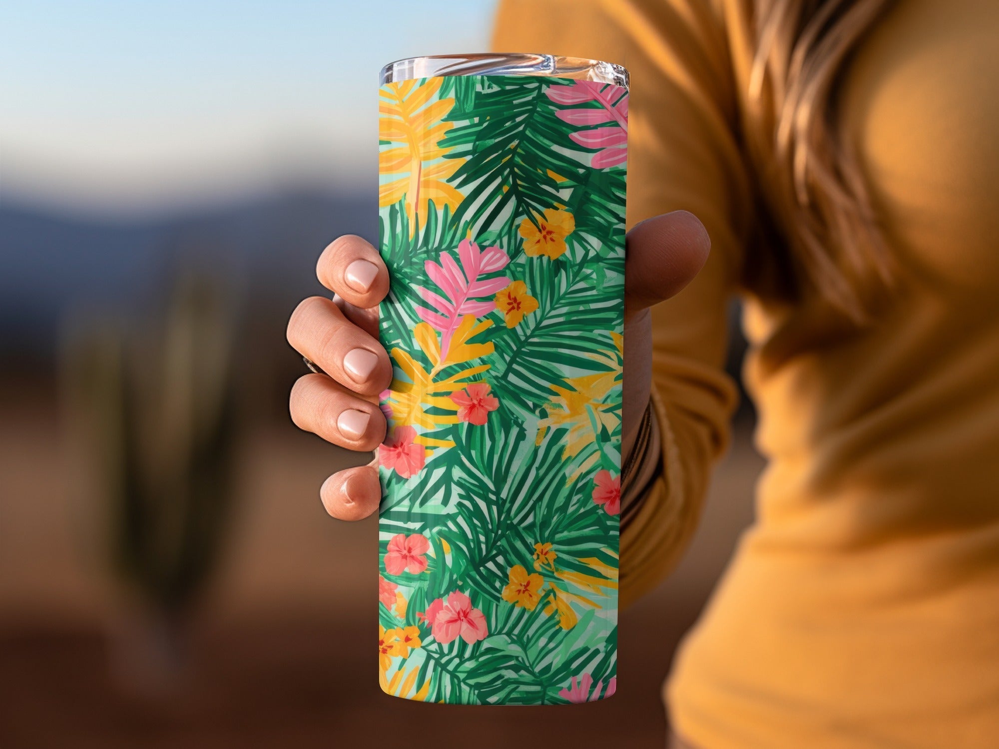 Tropical Digital Paper, Green Palm Leaf, Pink Floral Pattern, Summer Print, Abstract Background, Instant Download - Moore and Mountain