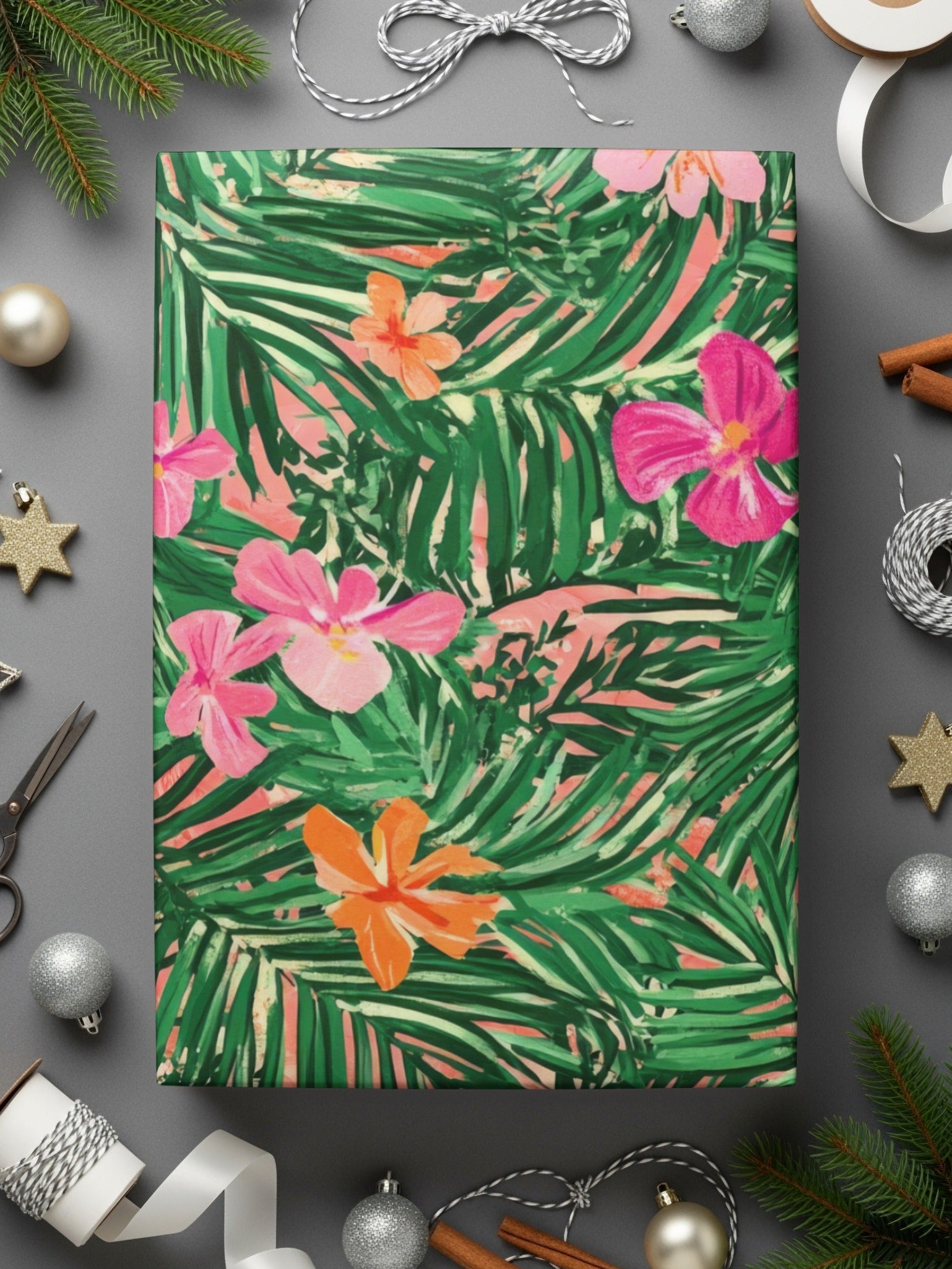Tropical Floral Pattern, Seamless Palm Leaves, Digital Paper, Summer Flower, 2 JPEG Files, Scrapbook Paper, Printable Design, Fabric Design - Moore and Mountain