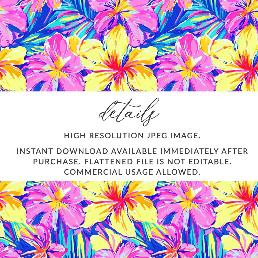 Tropical Floral Seamless Pattern Digital Paper, Pink Yellow Flowers Pattern, Colorful Background, Digital Download, Fabric Design - Moore and Mountain