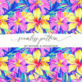 Tropical Floral Seamless Pattern Digital Paper, Pink Yellow Flowers Pattern, Colorful Background, Digital Download, Fabric Design - Moore and Mountain