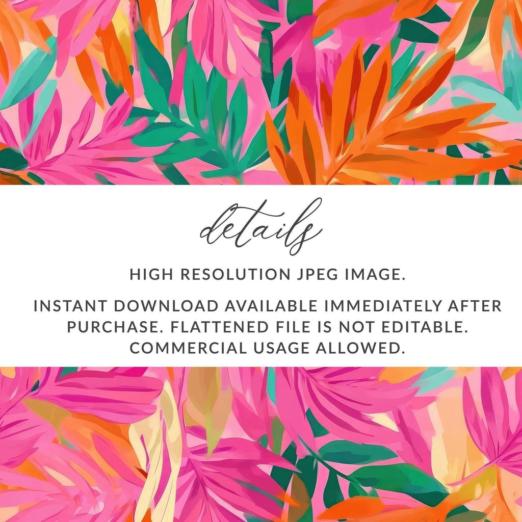 Tropical Leaf Digital Paper, Seamless Floral Pattern, Pink Orange Green Leaves, Scrapbooking Paper, Fabric Design, Digital Download - Moore and Mountain
