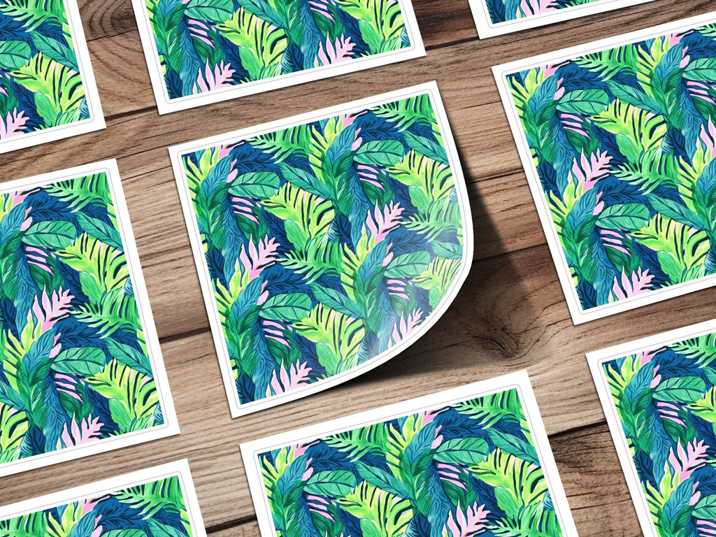 Tropical Leaves Pattern, Digital Seamless Design, Jungle Botanical Print, Greenery Image Download, Two Scale JPEG Files, 12x12 Inches - Moore and Mountain