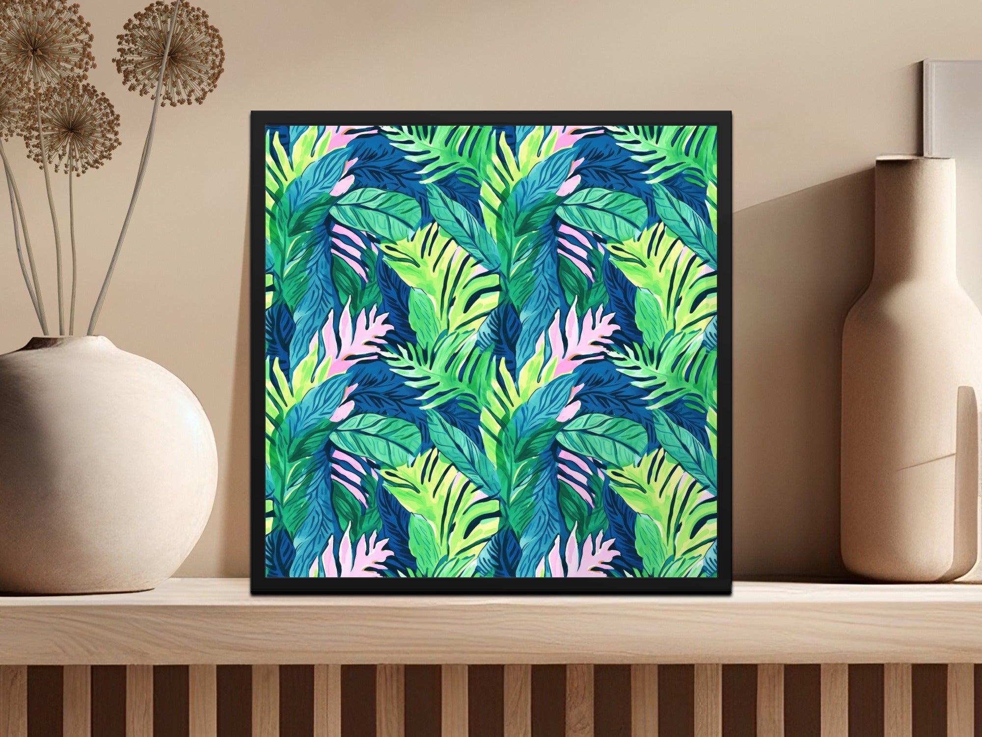 Tropical Leaves Pattern, Digital Seamless Design, Jungle Botanical Print, Greenery Image Download, Two Scale JPEG Files, 12x12 Inches - Moore and Mountain