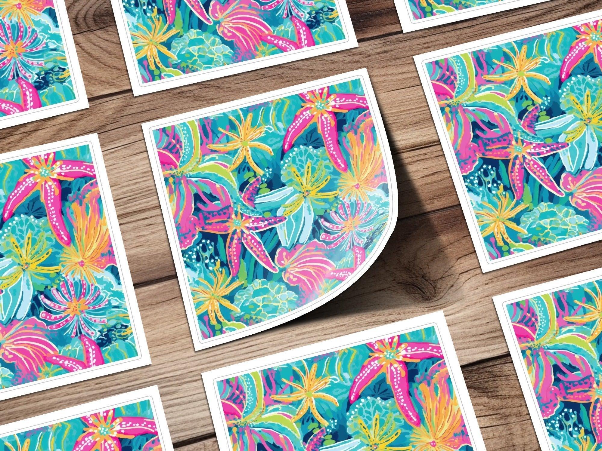 Tropical Starfish Digital Seamless Pattern, Vibrant Ocean Print, Bright Summer Texture, Digital Paper for Fabric, 12x12 JPEG File - Moore and Mountain