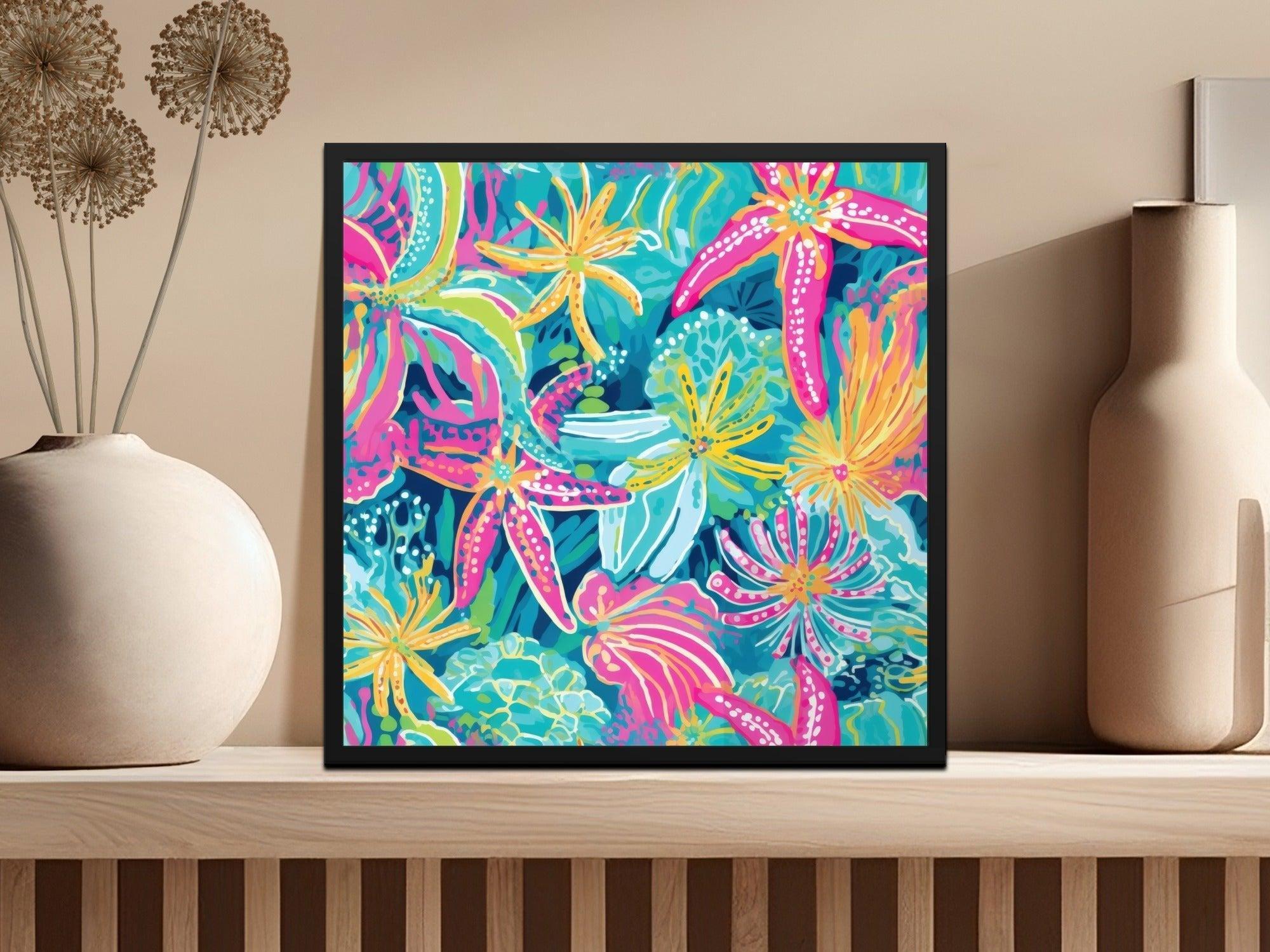 Tropical Starfish Digital Seamless Pattern, Vibrant Ocean Print, Bright Summer Texture, Digital Paper for Fabric, 12x12 JPEG File - Moore and Mountain