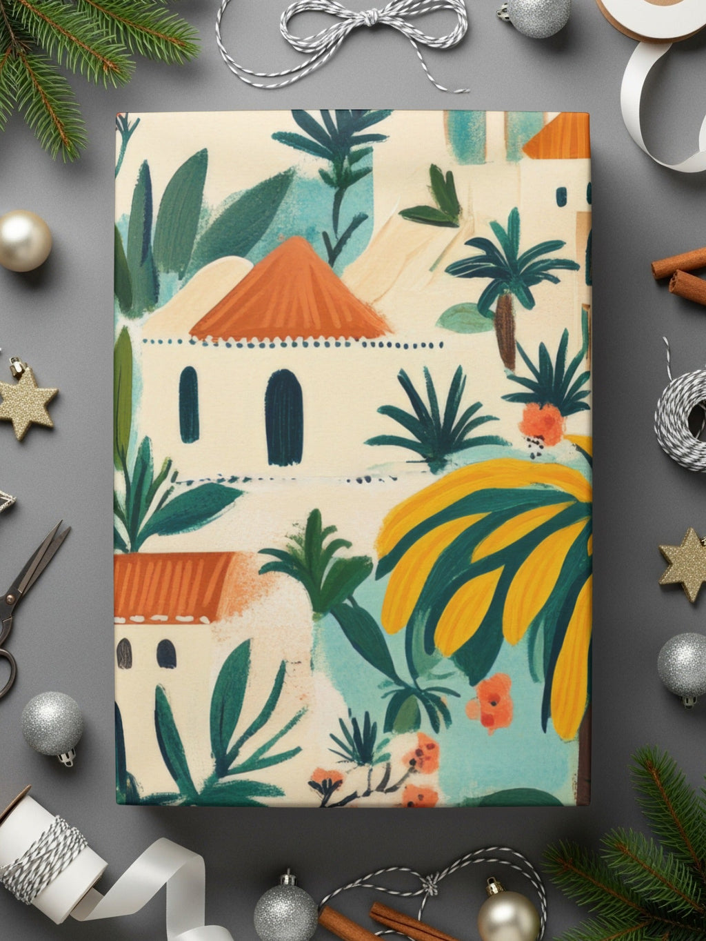 Tropical Town Digital Paper, Mediterranean Seamless Pattern, Coastal Townscape, Beach Vacation Digital Download, Printable Art, Summer - Moore and Mountain
