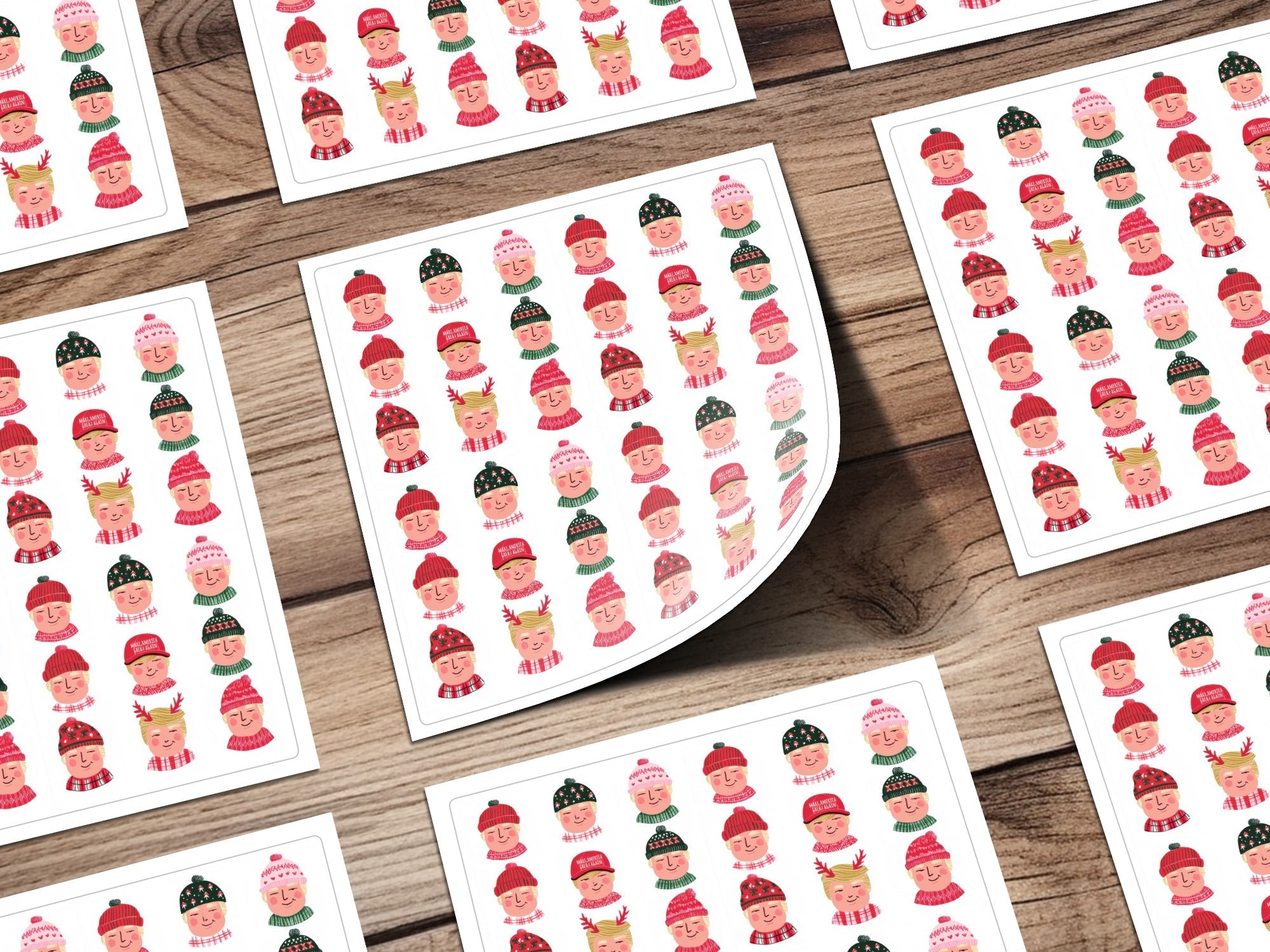 Trump Holiday Hats And Scarves Repeat Pattern Digital - Moore and Mountain