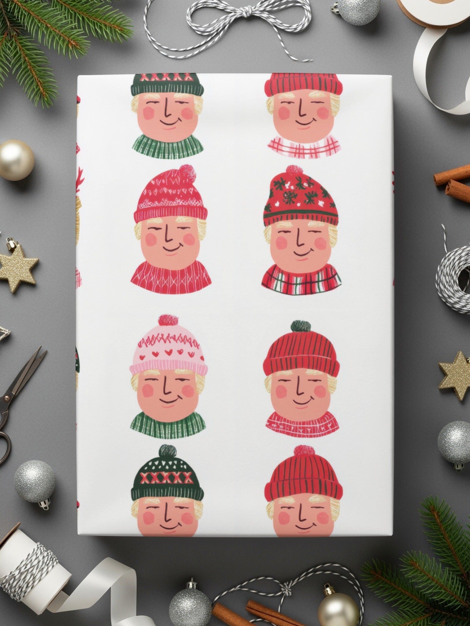 Trump Holiday Hats And Scarves Repeat Pattern Digital - Moore and Mountain