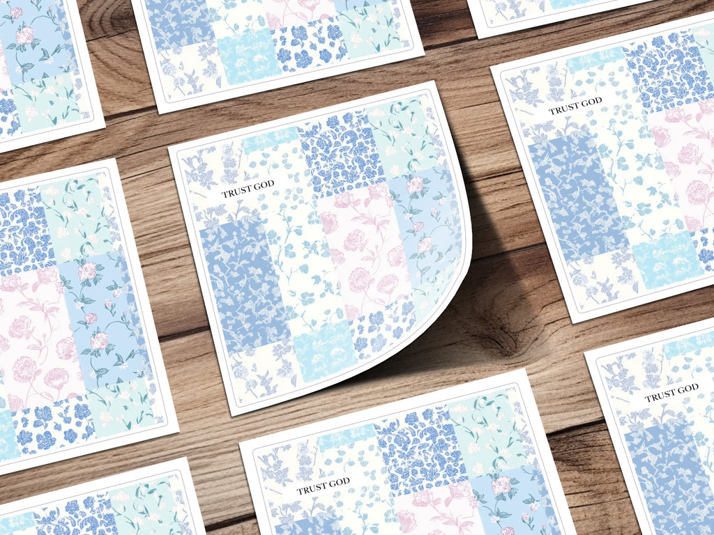 Blue and Pink Floral Patchwork Design Decorative Sheets
