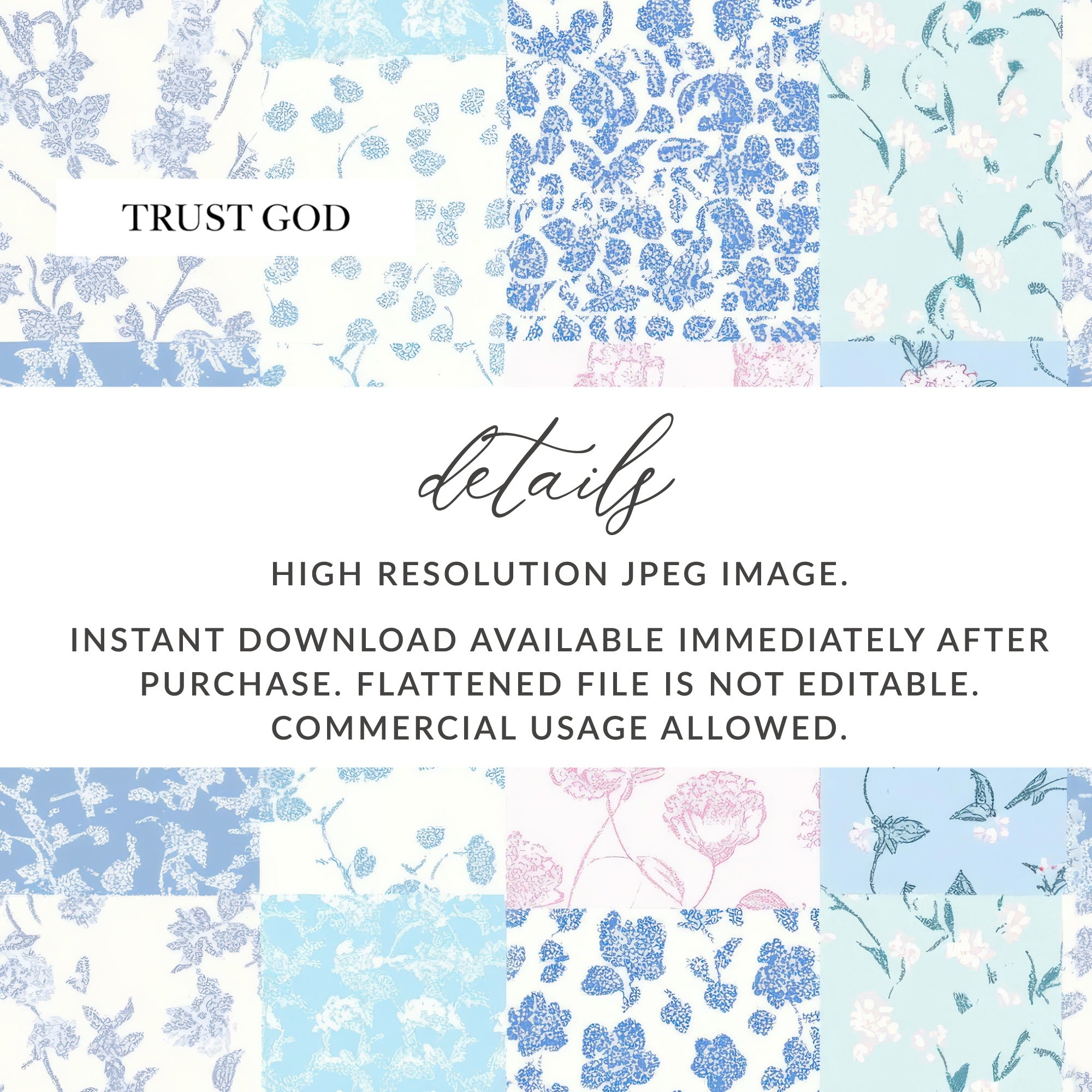 High Resolution Trust God Floral Instant Download