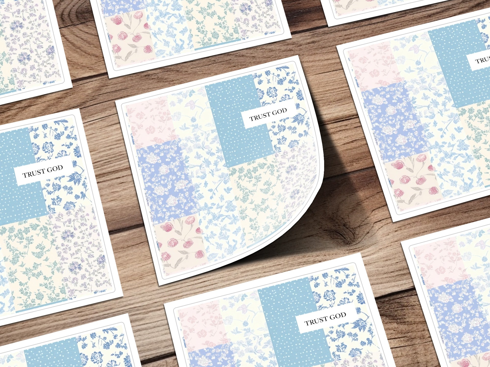 Trust God Floral Patchwork Design Print Poster