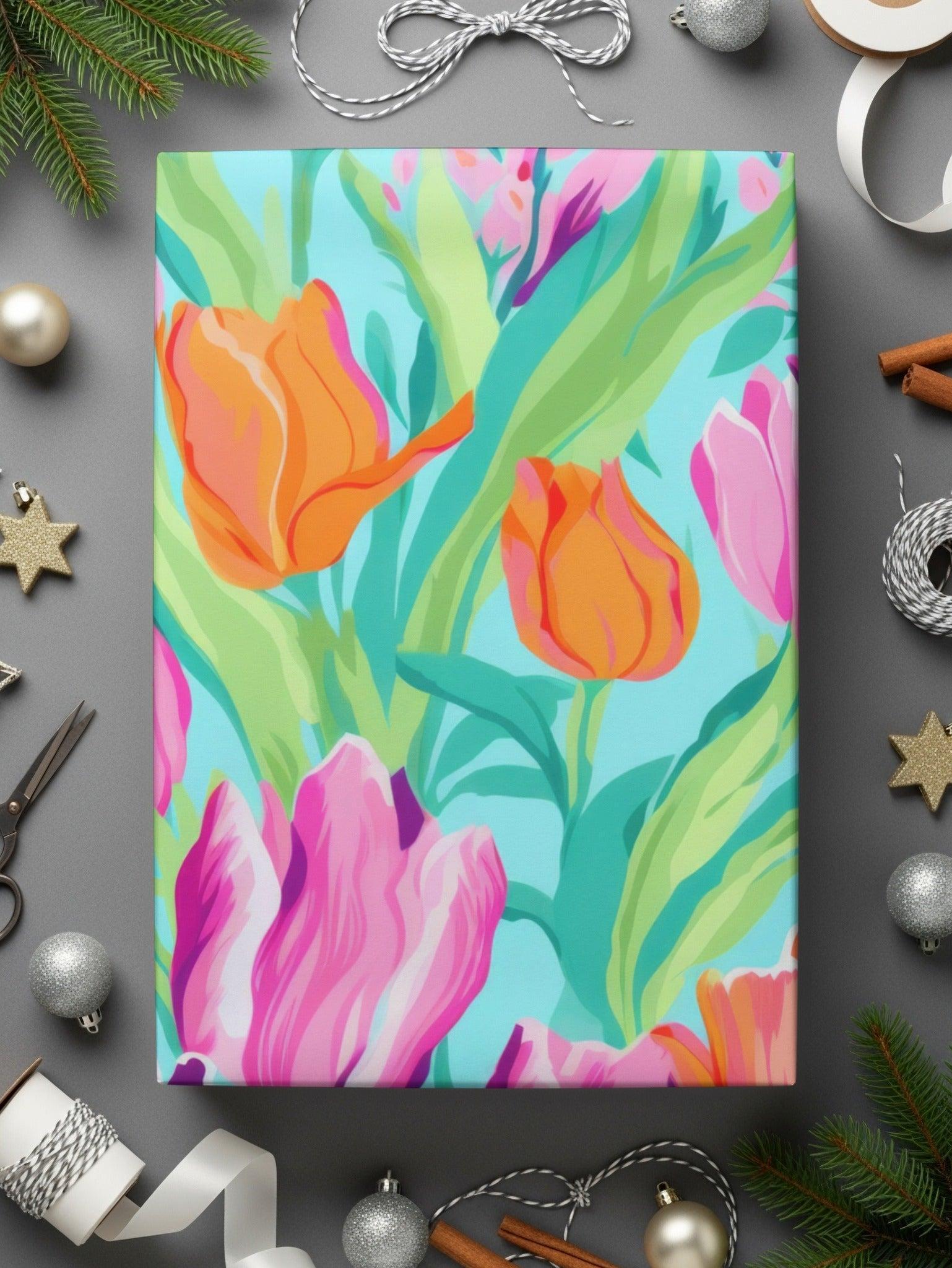 Tulip Digital Paper, Colorful Floral Pattern, Seamless Tulips Design, Fabric Design, Spring Flower Clipart, Repeating Pattern Digital - Moore and Mountain