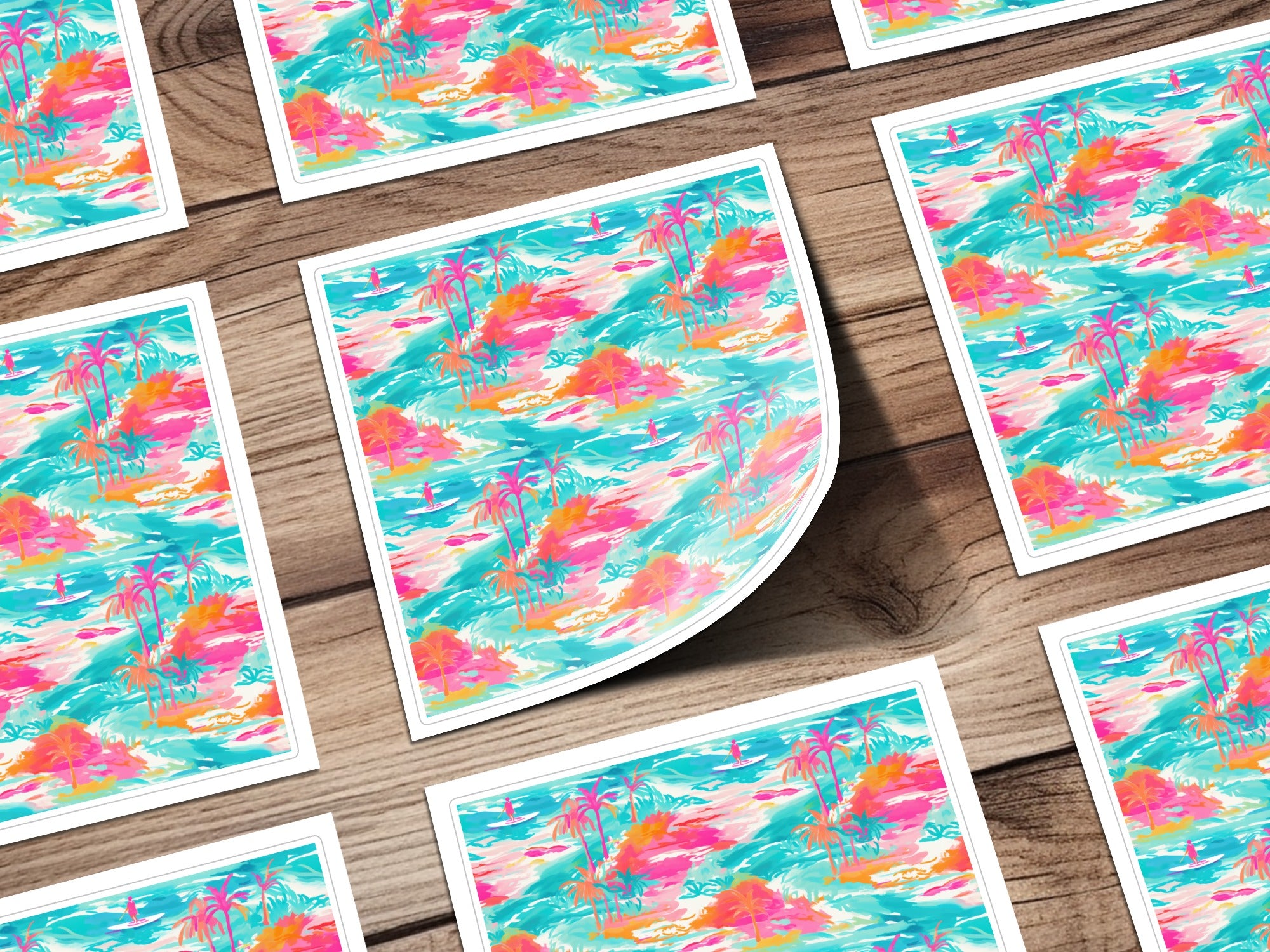 Colorful Tropical Paradise Landscape Sticker Product