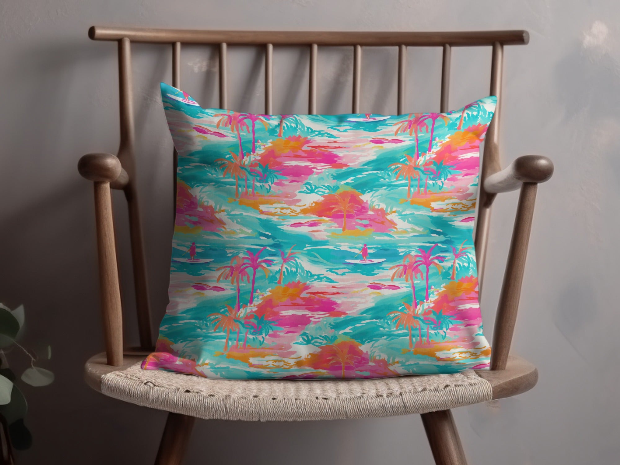 Bright Colorful Tropical Pattern Decorative Pillow Cover