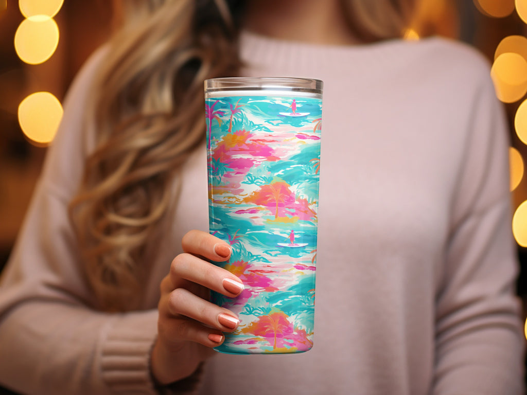 Colorful Tropical Beach Scene Print Insulated Tumbler