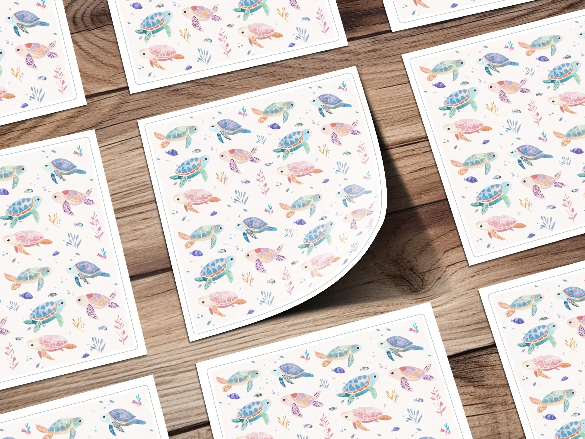 Cute Colorful Sea Turtles Pattern Art Prints