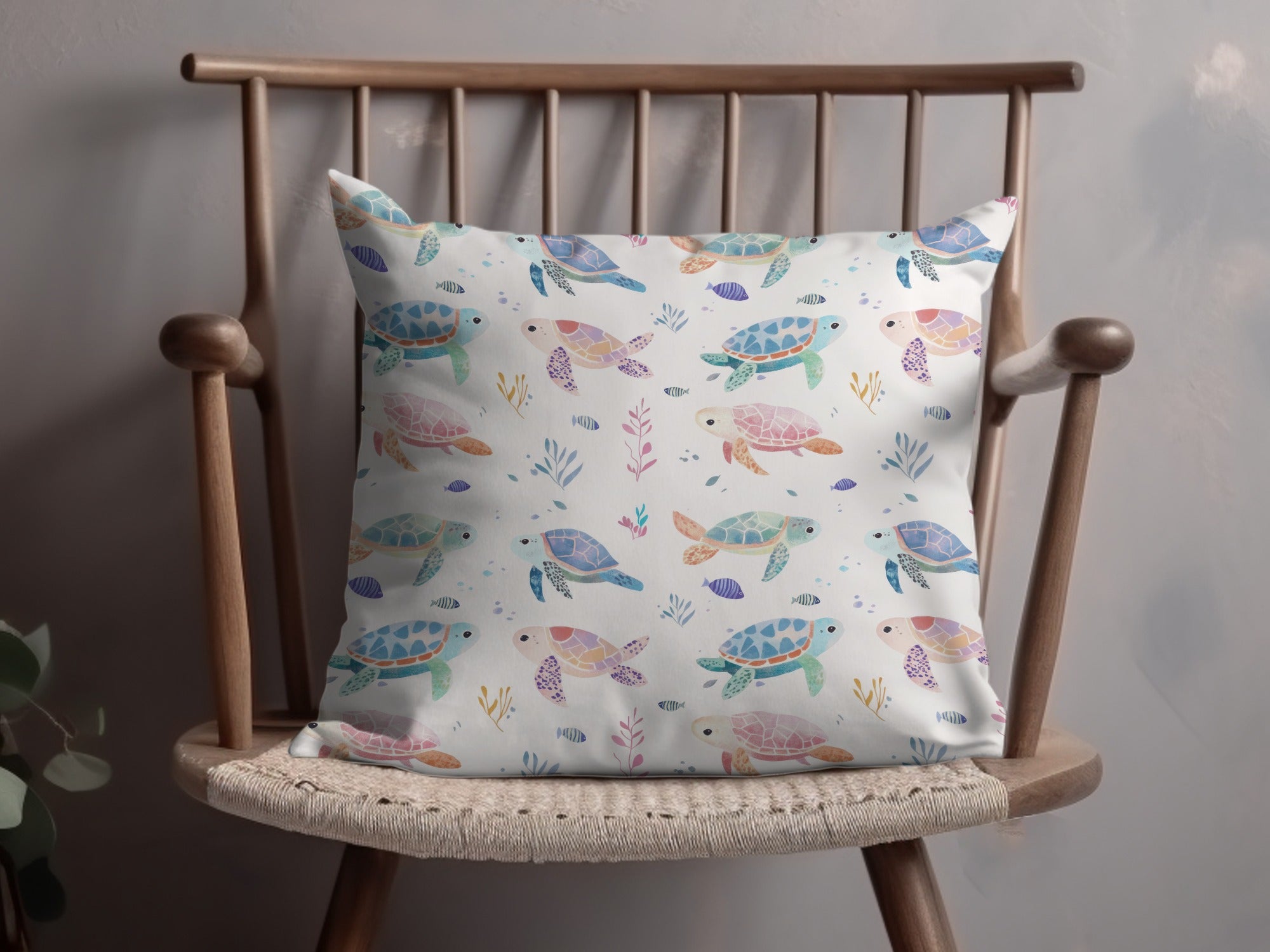 Colorful Sea Turtles Decorative Throw Pillow Cushion
