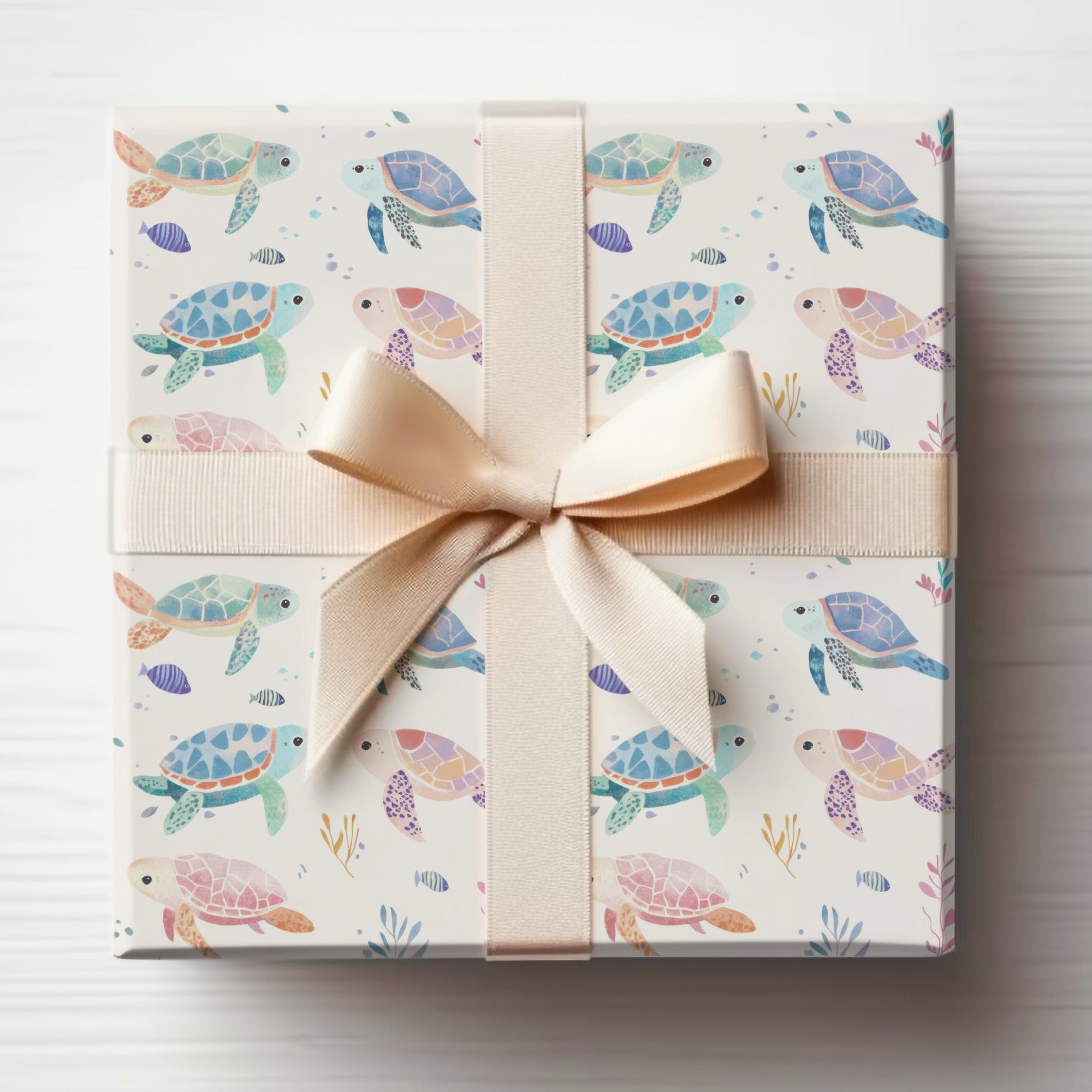Cute Sea Turtle Themed Gift Wrapping Paper Kids